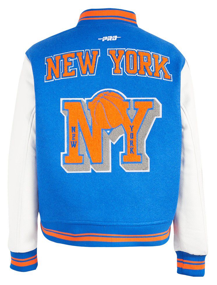 Pro Standard Women's New York Knicks Blue Classic Rib Wool Varsity Jacket product image