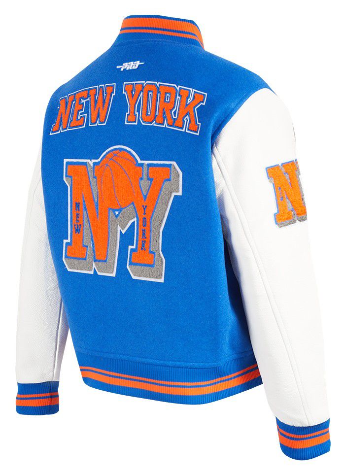 Pro Standard Women's New York Knicks Blue Classic Rib Wool Varsity Jacket product image