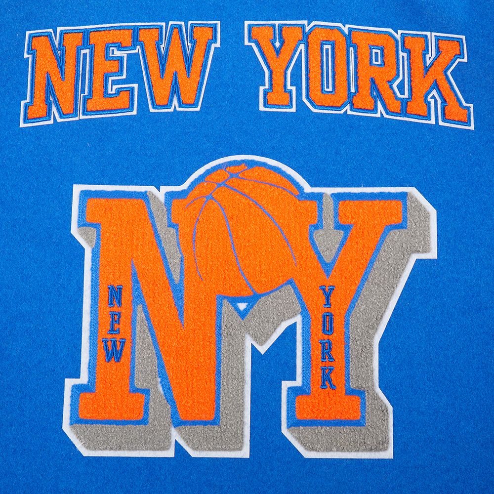 Pro Standard Women's New York Knicks Blue Classic Rib Wool Varsity Jacket product image