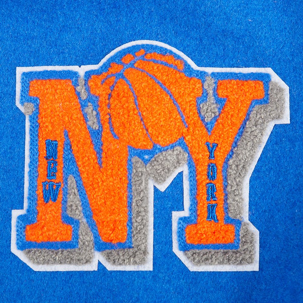 Pro Standard Women's New York Knicks Blue Classic Rib Wool Varsity Jacket product image