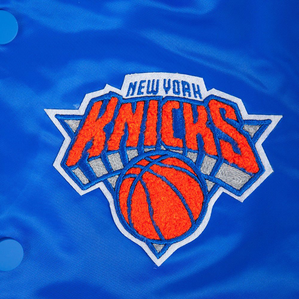 Pro Standard Boys' New York Knicks Blue Ribbed Satin Jacket product image