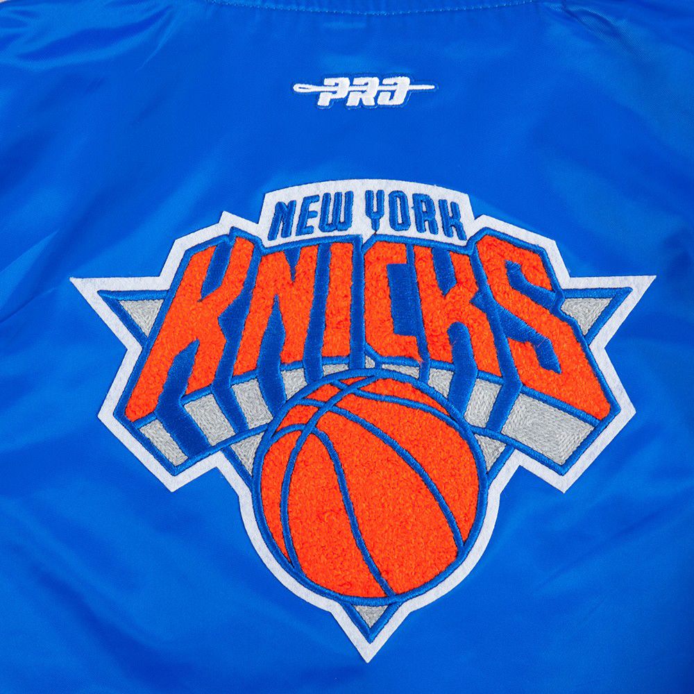 Pro Standard Boys' New York Knicks Blue Ribbed Satin Jacket product image