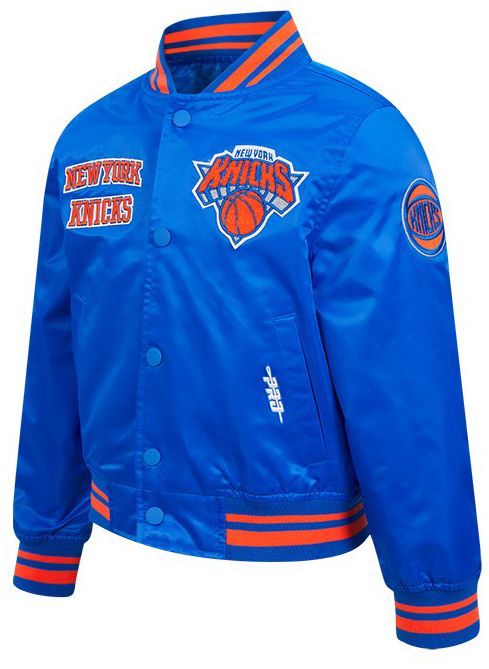 Pro Standard Boys' New York Knicks Blue Ribbed Satin Jacket product image