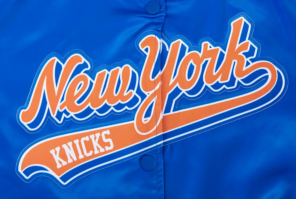 Pro Standard Women's New York Knicks Blue Script Tail Satin Jacket product image