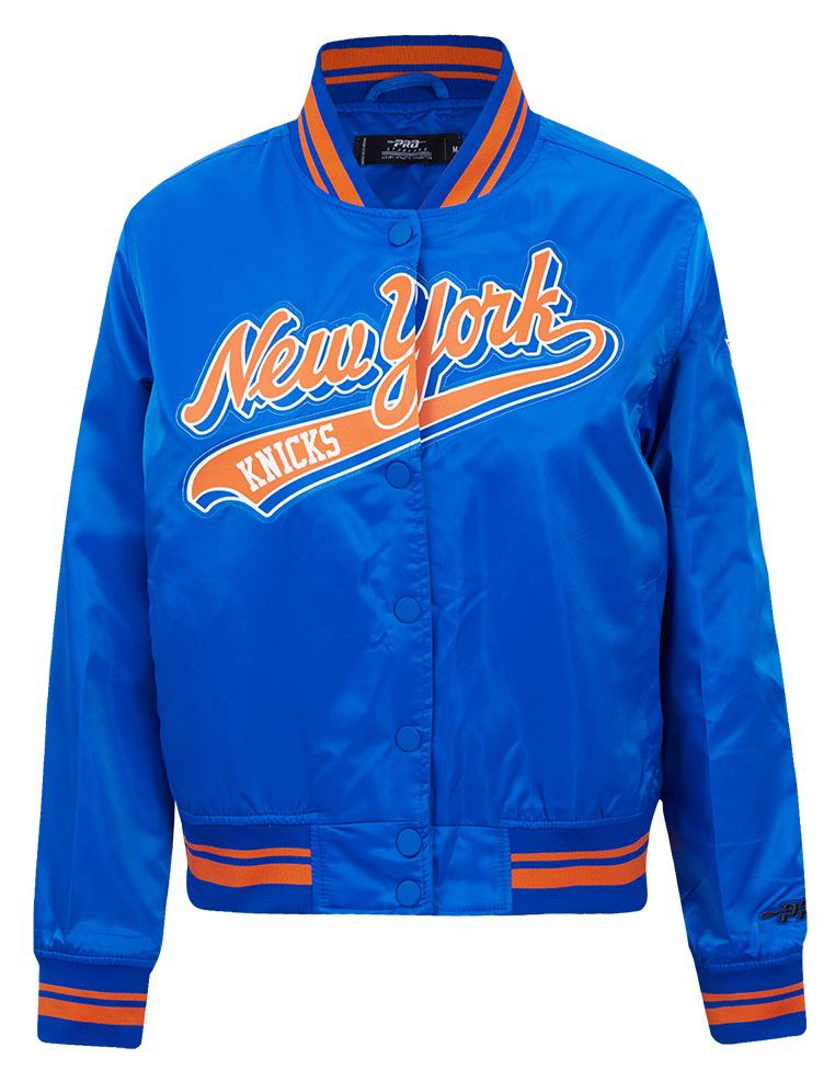 Pro Standard Women's New York Knicks Blue Script Tail Satin Jacket product image