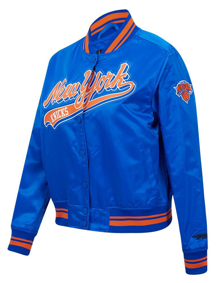 Pro Standard Women's New York Knicks Blue Script Tail Satin Jacket product image