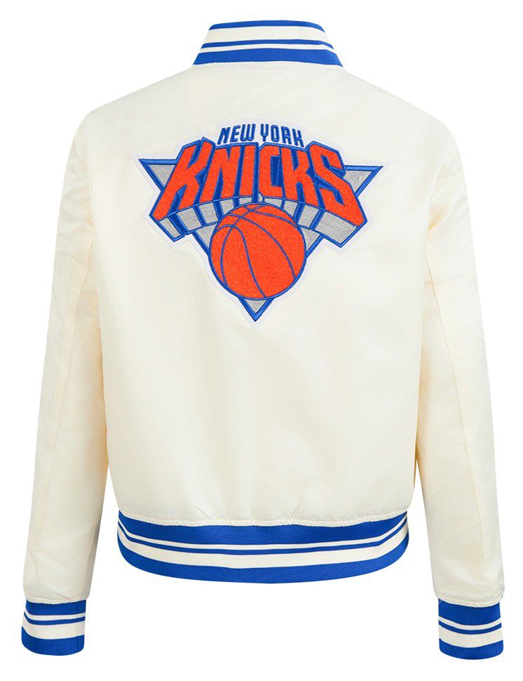 Pro Standard Women's New York Knicks Off White Retro Classic Rib Satin Jacket product image