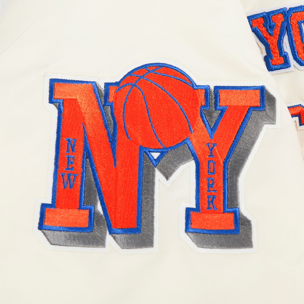 Pro Standard Women's New York Knicks Off White Retro Classic Rib Satin Jacket product image