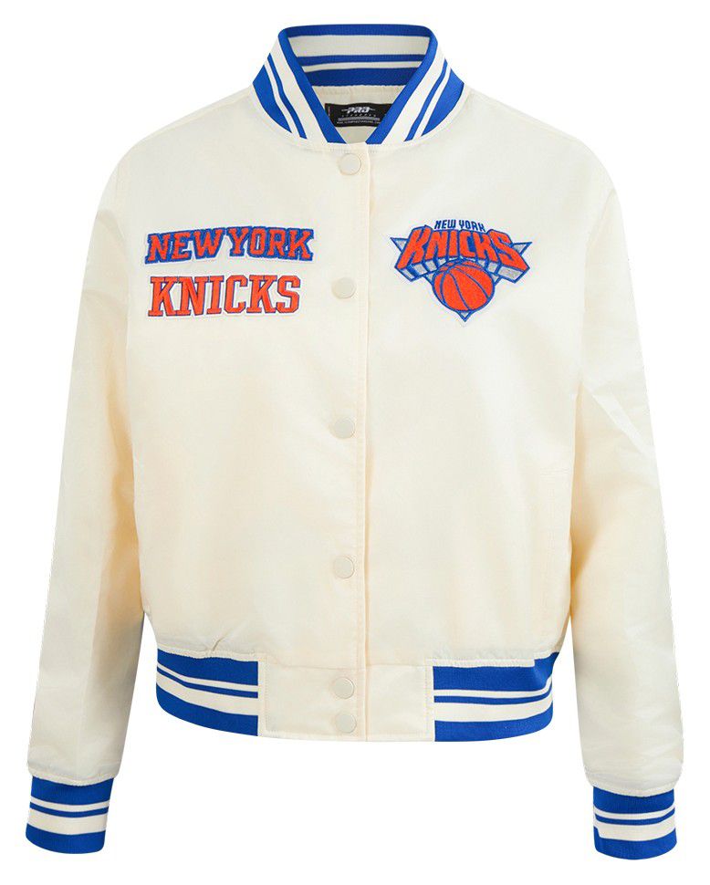 Pro Standard Women's New York Knicks Off White Retro Classic Rib Satin Jacket product image