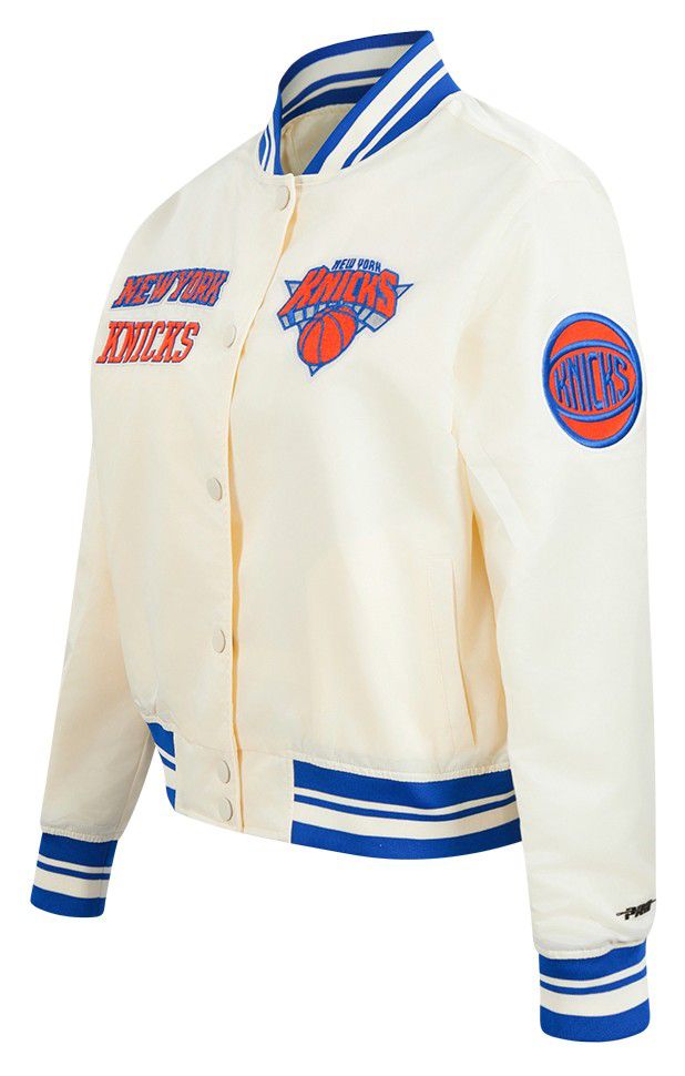 Pro Standard Women's New York Knicks Off White Retro Classic Rib Satin Jacket product image