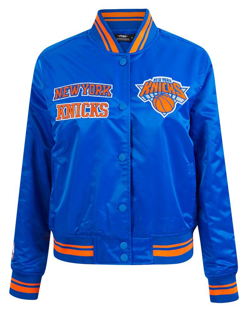 Pro Standard Women's New York Knicks Blue Retro Classic Rib Satin Jacket product image