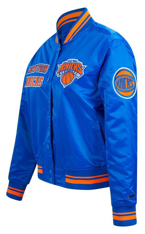 Pro Standard Women's New York Knicks Blue Retro Classic Rib Satin Jacket product image