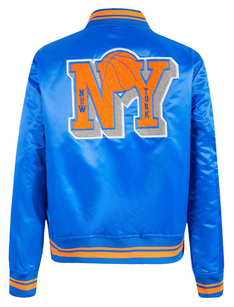 Pro Standard Women's New York Knicks Blue Mash Up Rib Satin Jacket product image