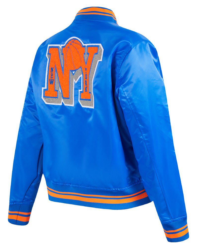Pro Standard Women's New York Knicks Blue Mash Up Rib Satin Jacket product image