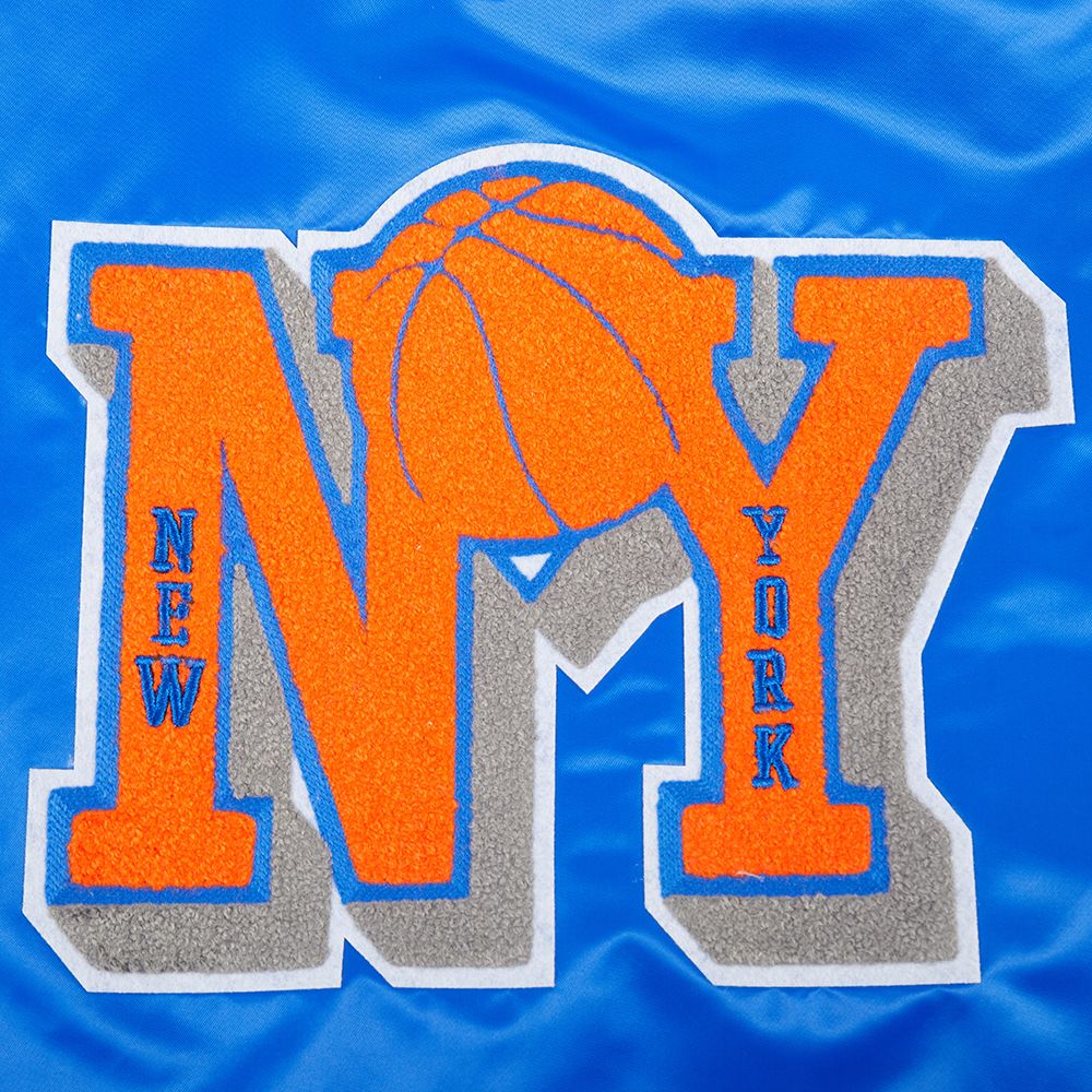 Pro Standard Women's New York Knicks Blue Mash Up Rib Satin Jacket product image