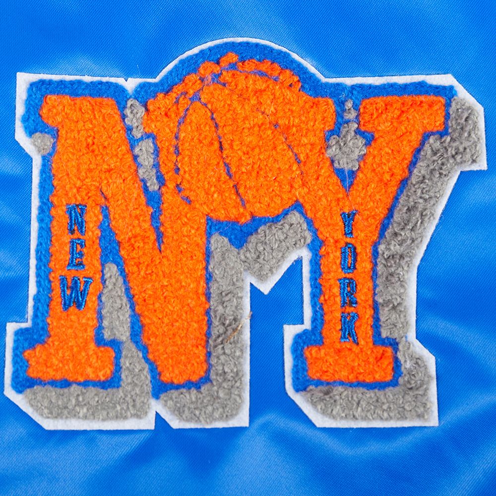 Pro Standard Women's New York Knicks Blue Mash Up Rib Satin Jacket product image