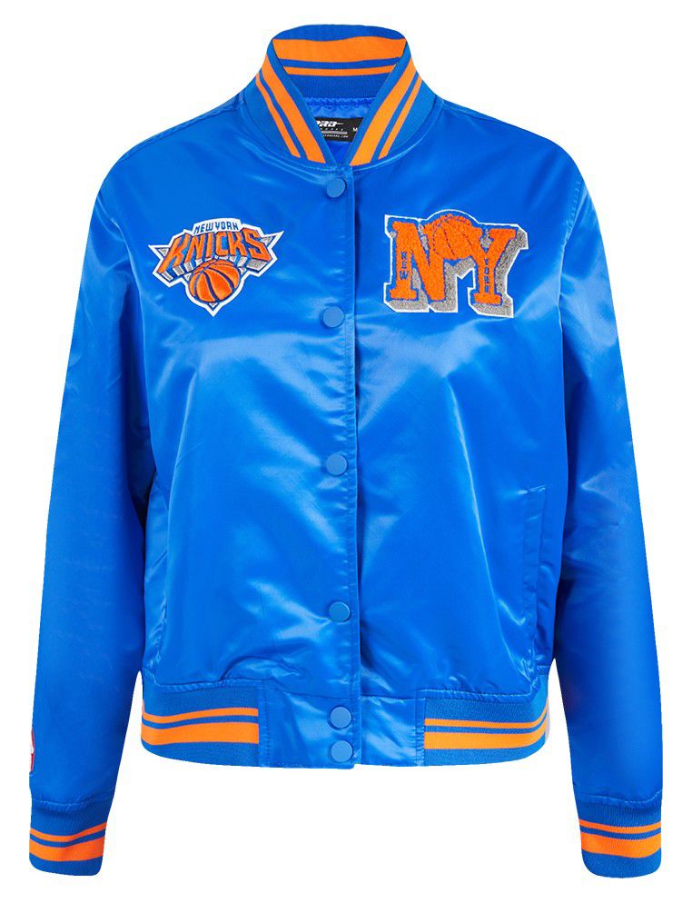 Pro Standard Women's New York Knicks Blue Mash Up Rib Satin Jacket product image