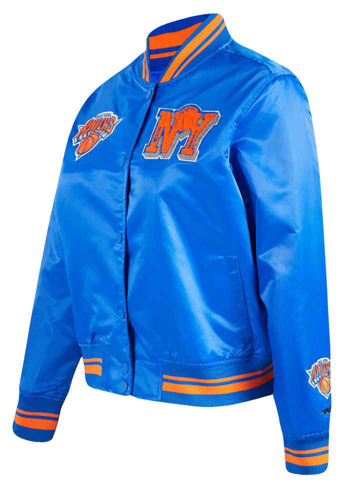 Pro Standard Women's New York Knicks Blue Mash Up Rib Satin Jacket product image