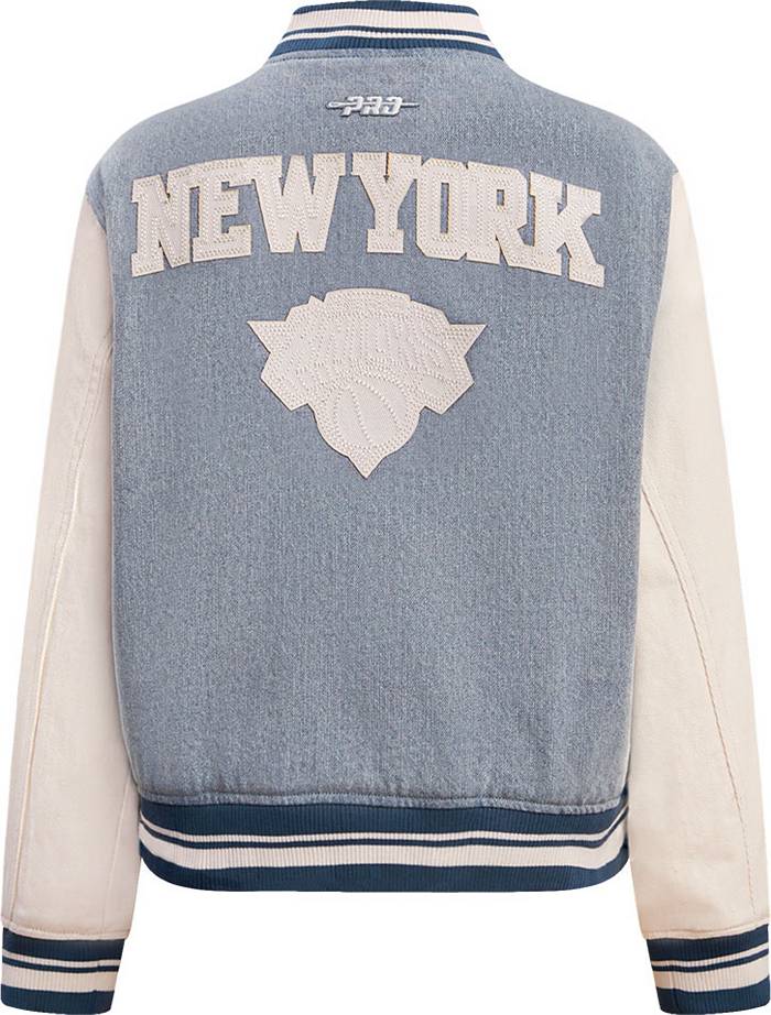 Pro Standard Women's New York Knicks Denim Varsity Bomber Jacket