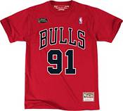 Mitchell & Ness Men's Chicago Bulls Dennis Rodman #91 Red T-Shirt