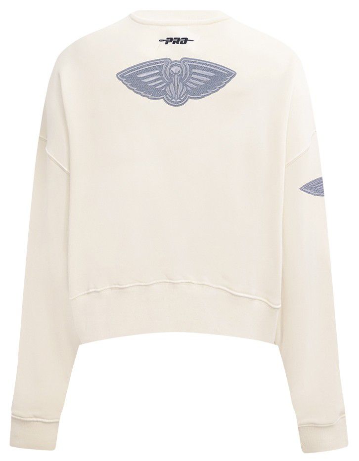 Pro Standard Women's New Orleans Pelicans Off White Reverse French Terry Crewneck Sweatshirt product image