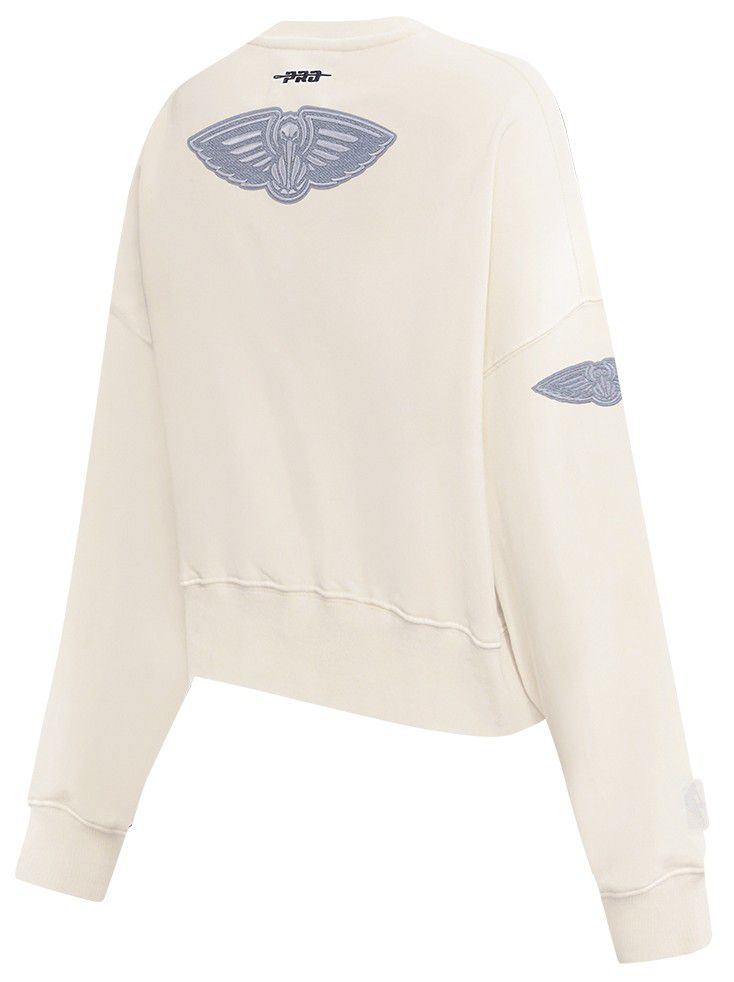 Pro Standard Women's New Orleans Pelicans Off White Reverse French Terry Crewneck Sweatshirt product image