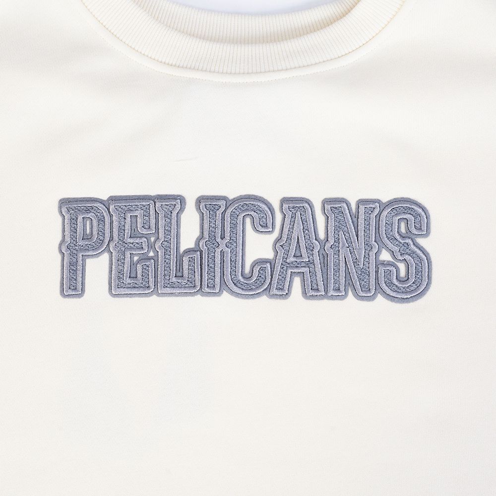 Pro Standard Women's New Orleans Pelicans Off White Reverse French Terry Crewneck Sweatshirt product image