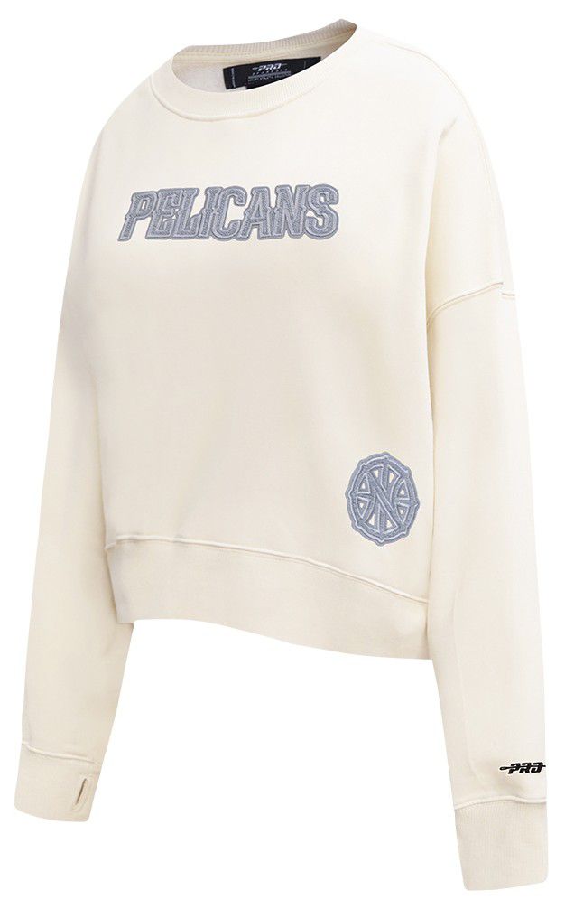 Pro Standard Women's New Orleans Pelicans Off White Reverse French Terry Crewneck Sweatshirt product image