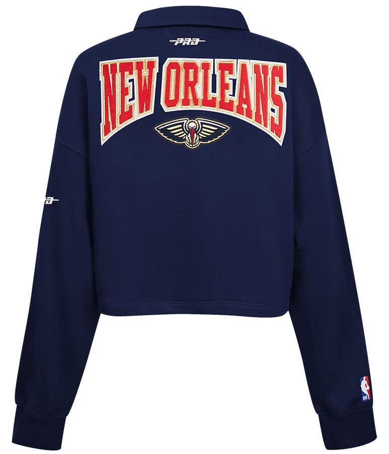 Pro Standard Women's New Orleans Pelicans Navy Crest Emblem Long Sleeve Polo product image