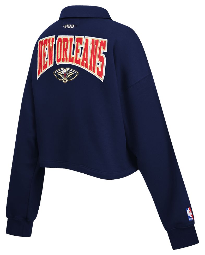 Pro Standard Women's New Orleans Pelicans Navy Crest Emblem Long Sleeve Polo product image