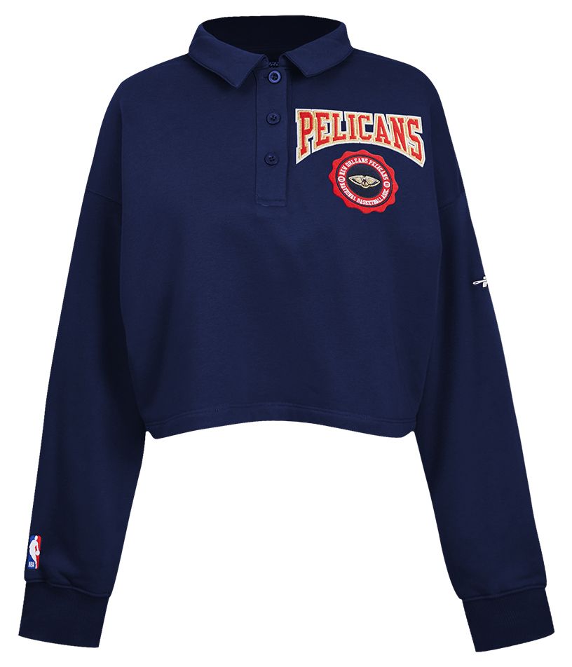 Pro Standard Women's New Orleans Pelicans Navy Crest Emblem Long Sleeve Polo product image
