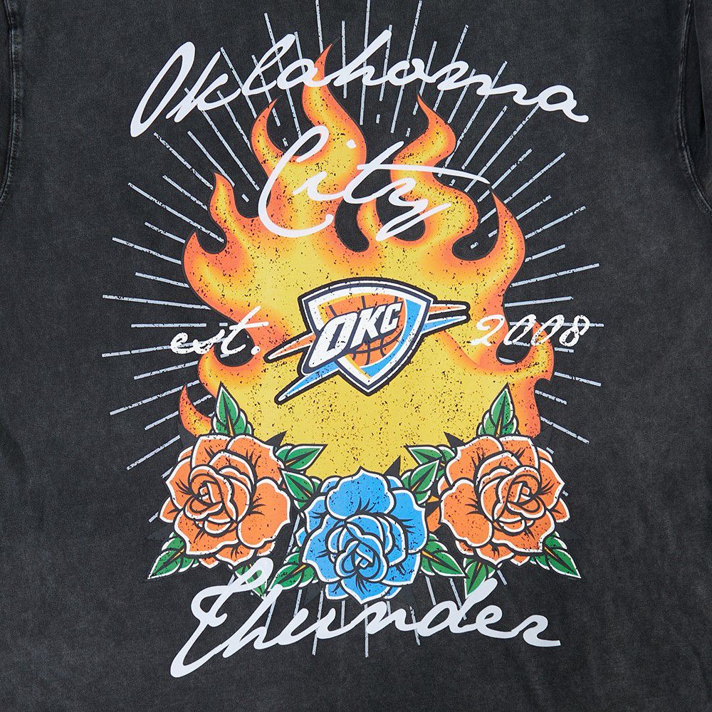 Pro Standard Men's Oklahoma City Thunder Black Fire And Roses Washed T-Shirt product image