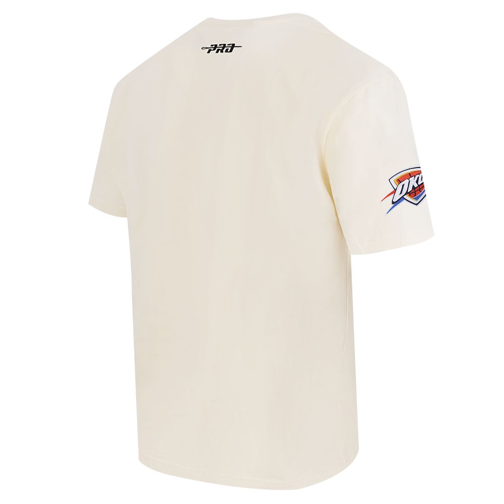 Pro Standard Men's Oklahoma City Thunder Off White Script Drop Shoulder T-Shirt product image