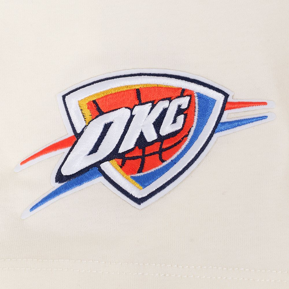 Pro Standard Men's Oklahoma City Thunder Off White Script Drop Shoulder T-Shirt product image