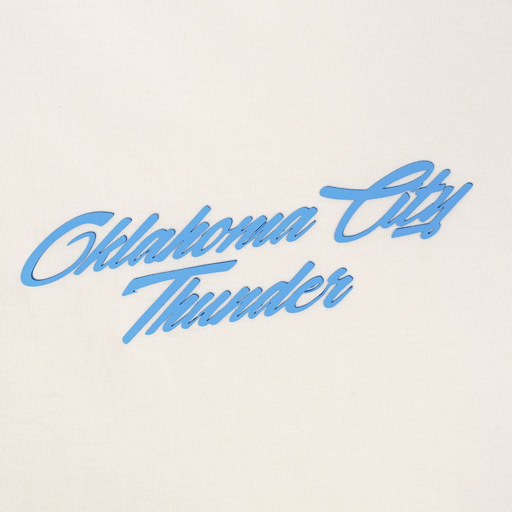 Pro Standard Men's Oklahoma City Thunder Off White Script Drop Shoulder T-Shirt product image