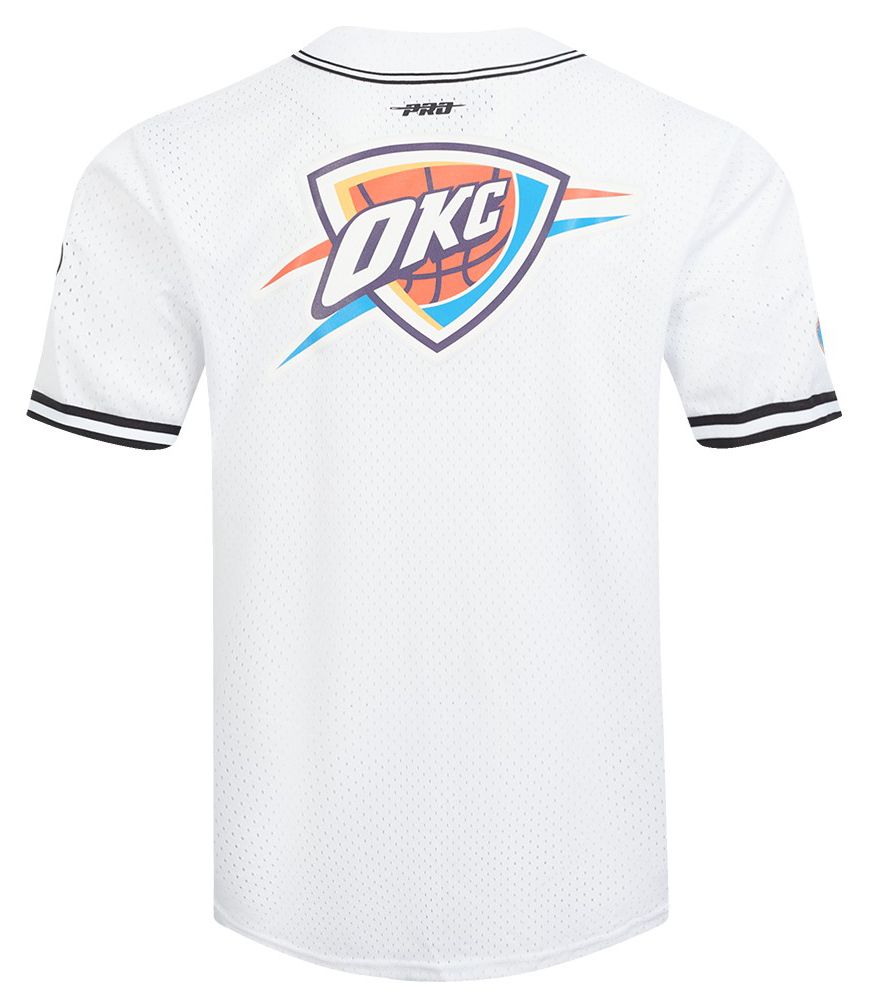 Pro Standard Men's Oklahoma City Thunder White Classic Mesh Button Down Shirt product image
