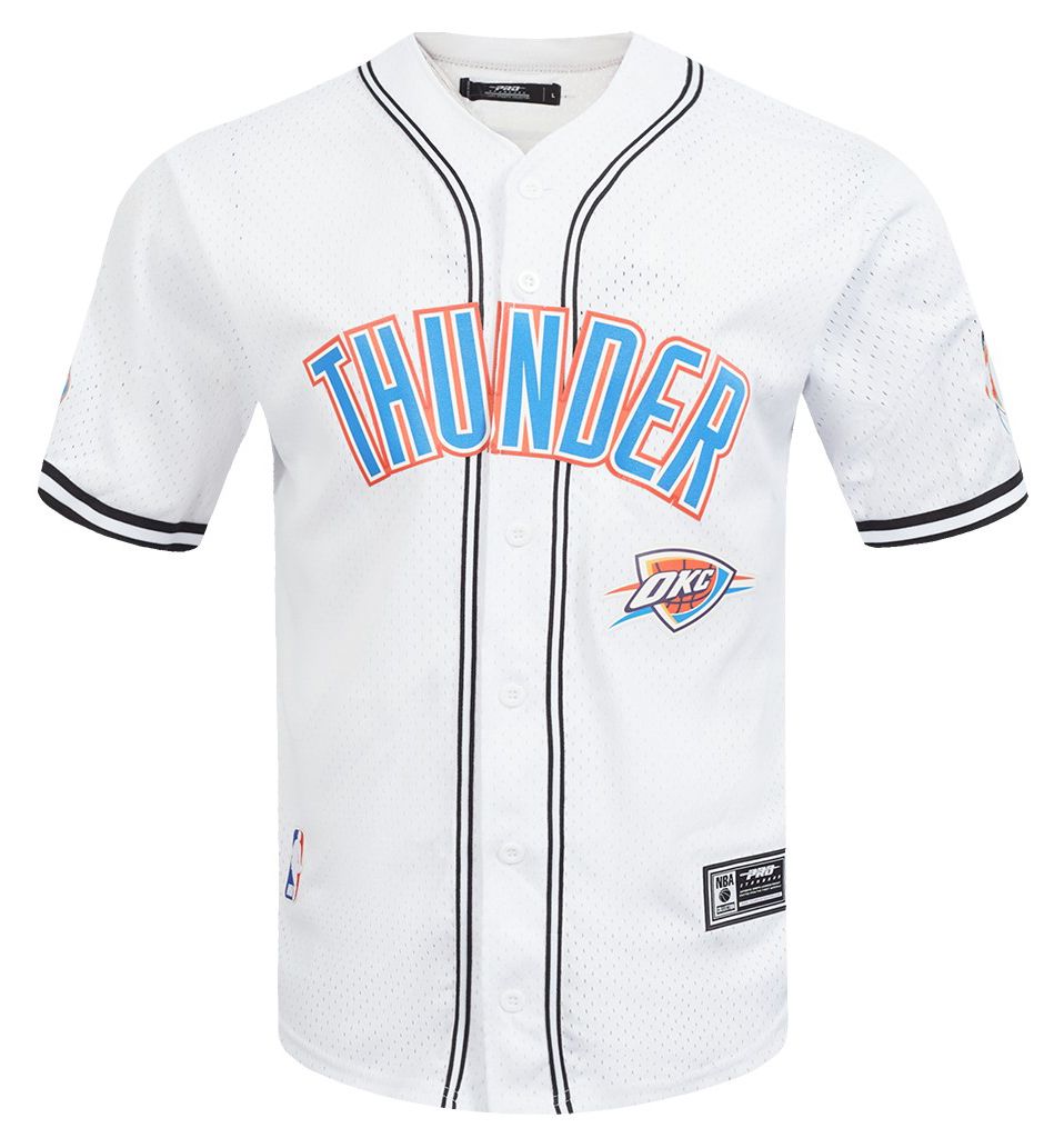 Pro Standard Men's Oklahoma City Thunder White Classic Mesh Button Down Shirt product image