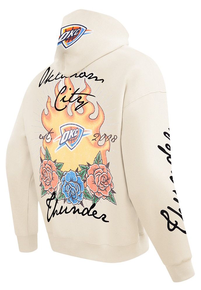Pro Standard Men's Oklahoma City Thunder Off White Fire And Roses Washed Hoodie product image