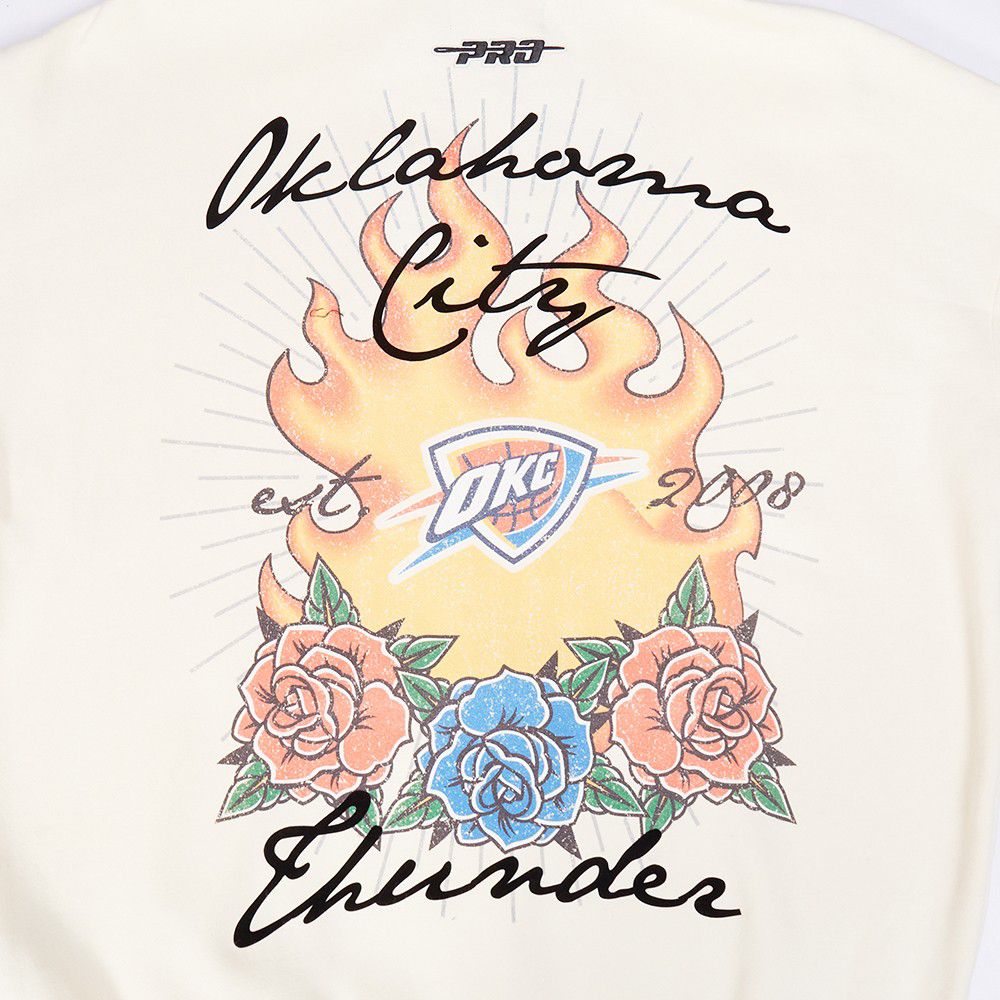 Pro Standard Men's Oklahoma City Thunder Off White Fire And Roses Washed Hoodie product image