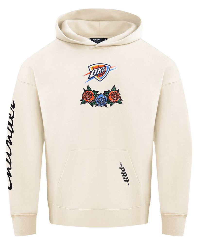 Pro Standard Men's Oklahoma City Thunder Off White Fire And Roses Washed Hoodie product image