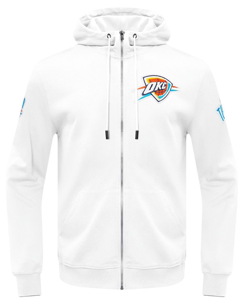 Pro Standard Men's Oklahoma City Thunder White Classic Chenille Full-Zip Hoodie product image
