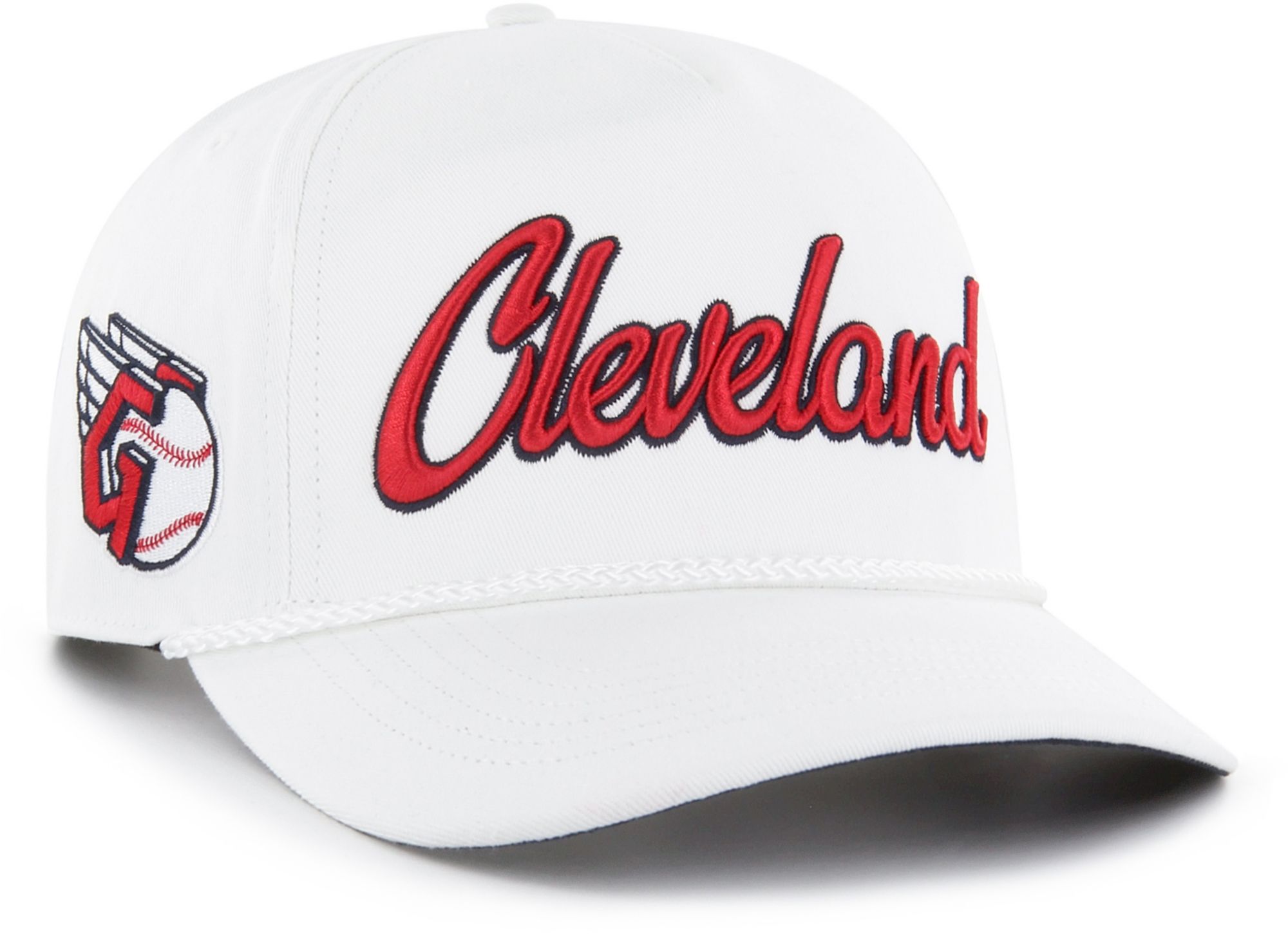 '47 Adult Cleveland Guardians White Overhand Hitch Adjustable Hat