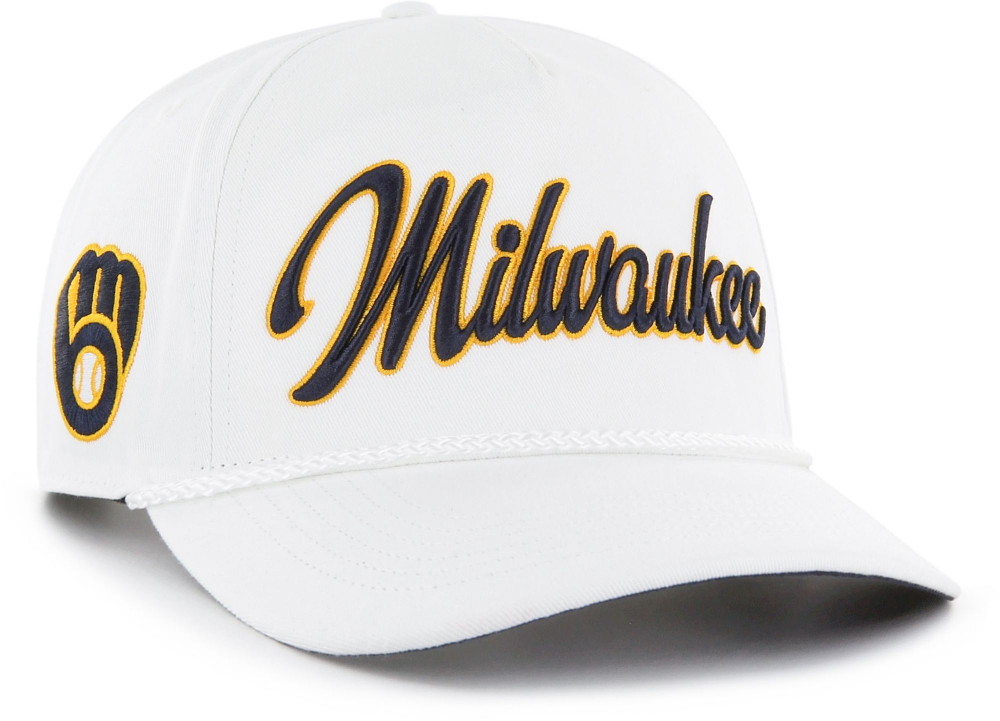 '47 Adult Milwaukee Brewers White Overhand Hitch Adjustable Hat