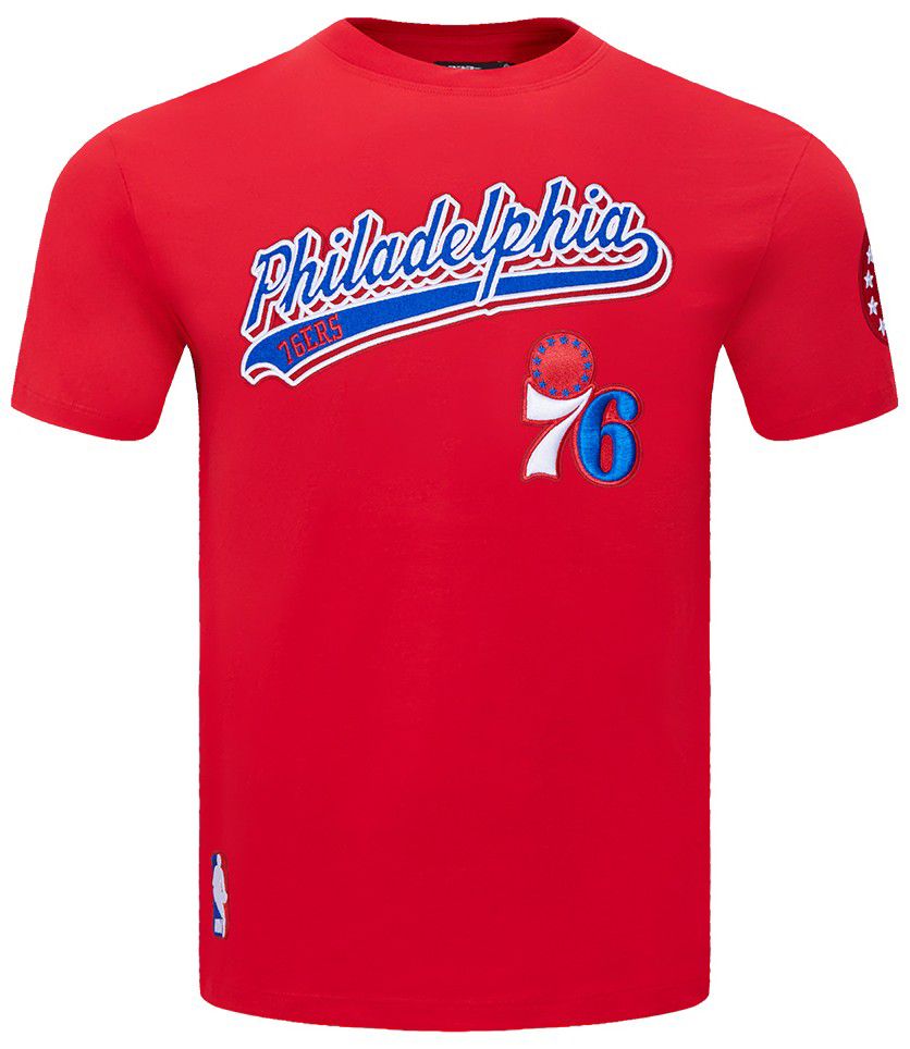 Pro Standard Men's Philadelphia 76ers Red Script Tail Short Sleeve T-Shirt product image