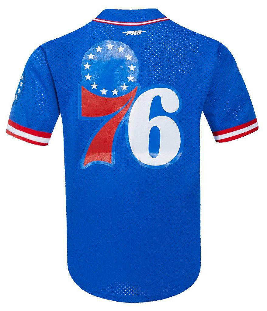 Pro Standard Men's Philadelphia 76ers Blue Classic Mesh Button Down Shirt product image