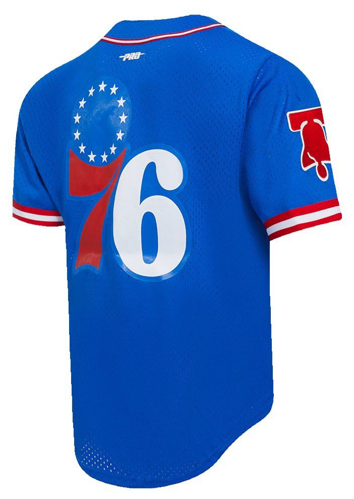 Pro Standard Men's Philadelphia 76ers Blue Classic Mesh Button Down Shirt product image