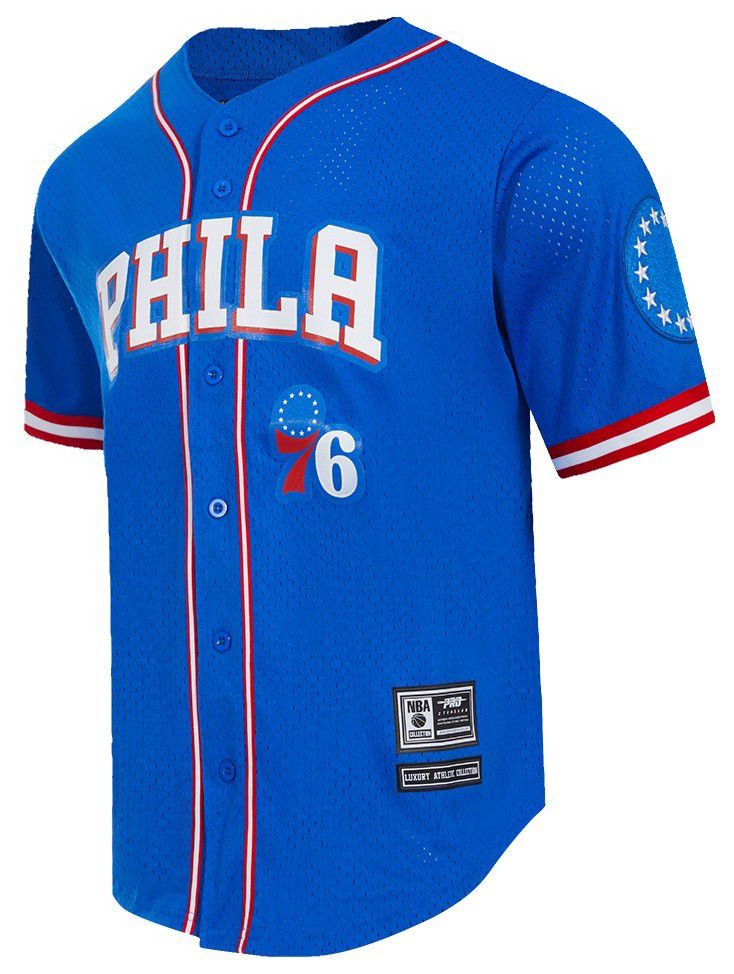 Pro Standard Men's Philadelphia 76ers Blue Classic Mesh Button Down Shirt product image