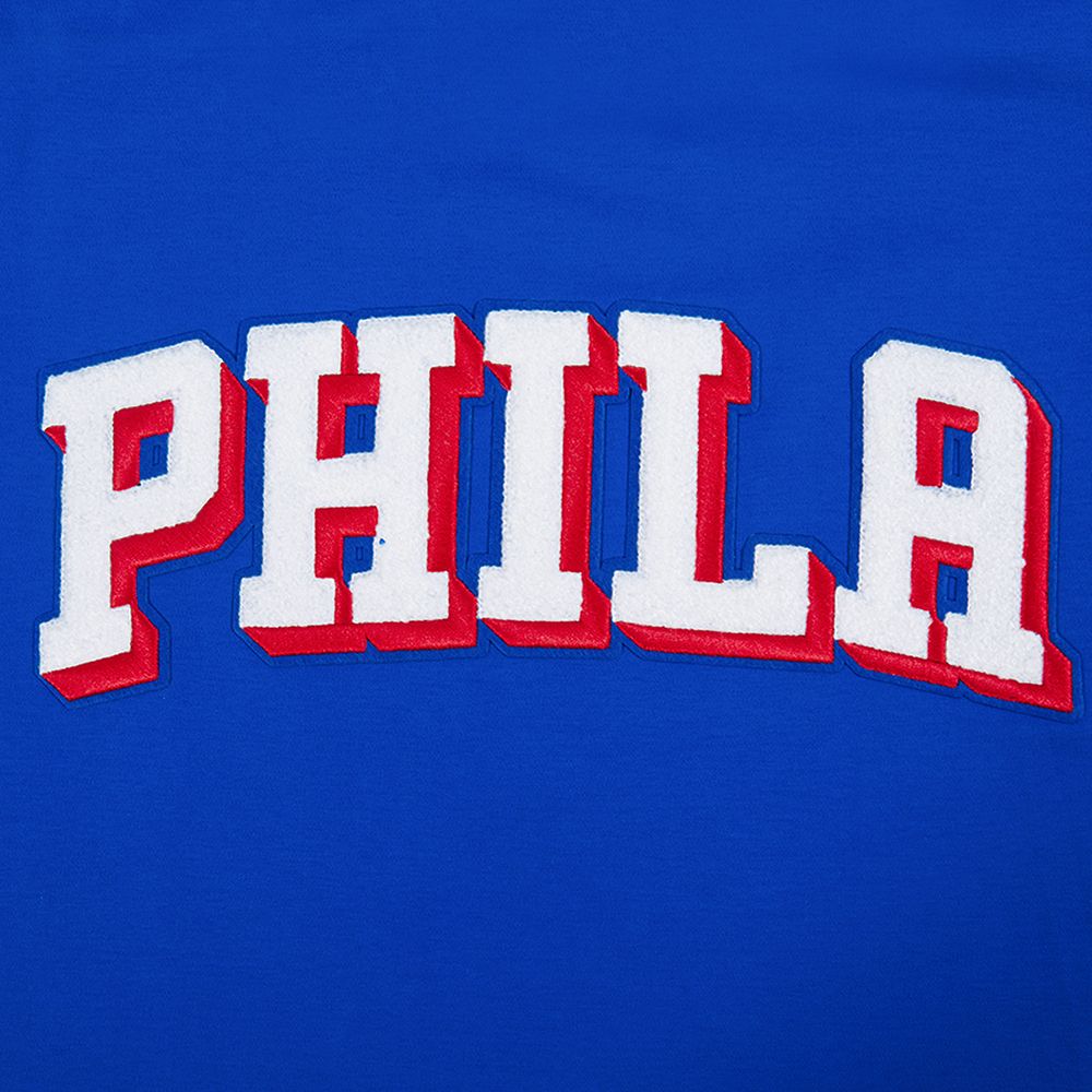Pro Standard Men's Philadelphia 76ers Blue Classic Chenille Short Sleeve Pullover Hoodie product image