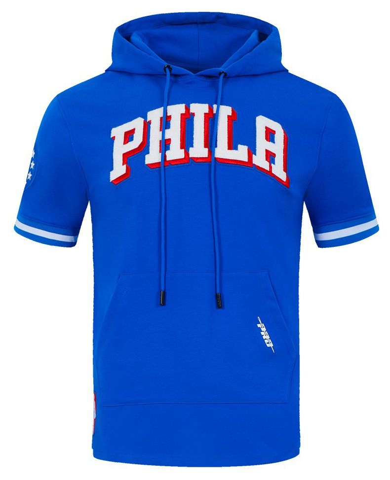 Pro Standard Men's Philadelphia 76ers Blue Classic Chenille Short Sleeve Pullover Hoodie product image