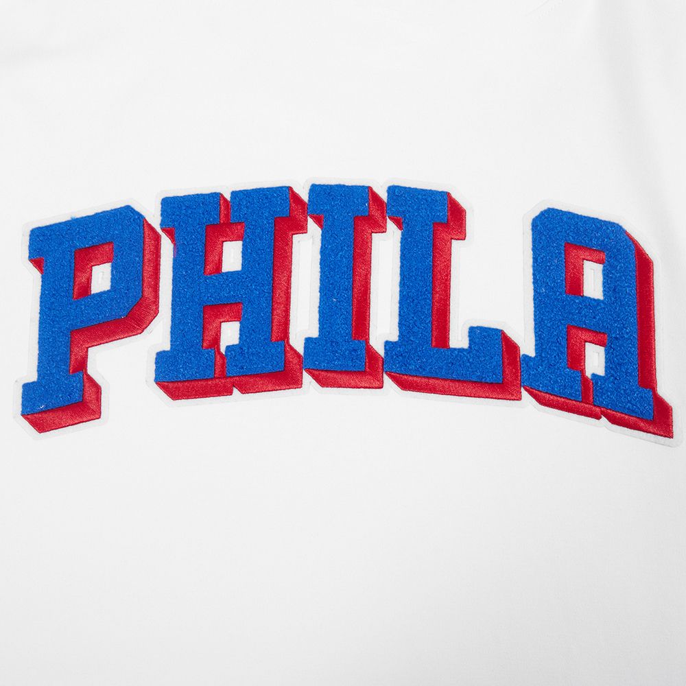 Pro Standard Men's Philadelphia 76ers White Classic Chenille Short Sleeve Pullover Hoodie product image
